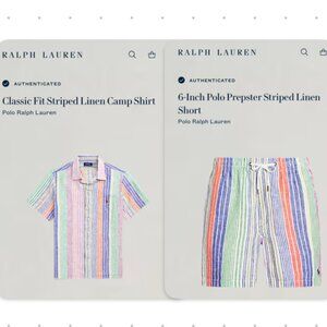(NEVER WORN) Ralph Lauren 100% Linen Classic Fit Shirt + Shorts Set